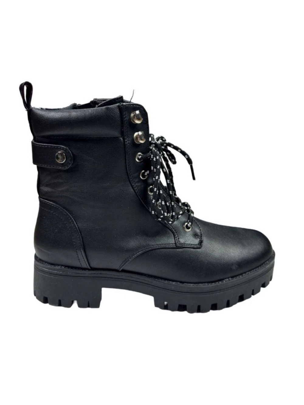 Bella Marie Black Rider-5 Combat Boots - Size 7.5